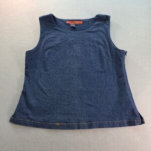Devine Denim NY Womens Sleeveless Denim Top Blue Side Zip Size 10 (Med)
